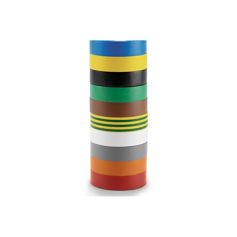 Ruban isolants assortis 10mx15mm lot10