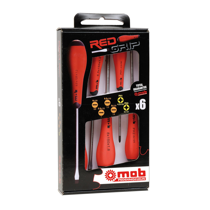 Jeu 6 Tournevis REDGRIP4F+2PH