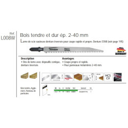 Etui 5 lame scie sauteuse bois LSS 117mm rapide