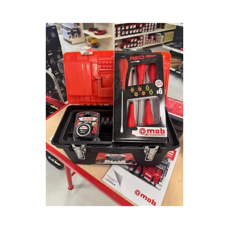 Lot boite a outils + 1 jeu tournevis + 1 mesure