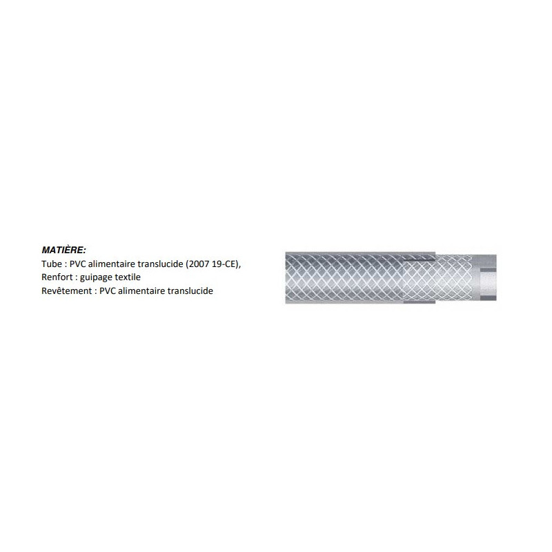Tuyau PVC guipe alimentaire translucide TIN600
