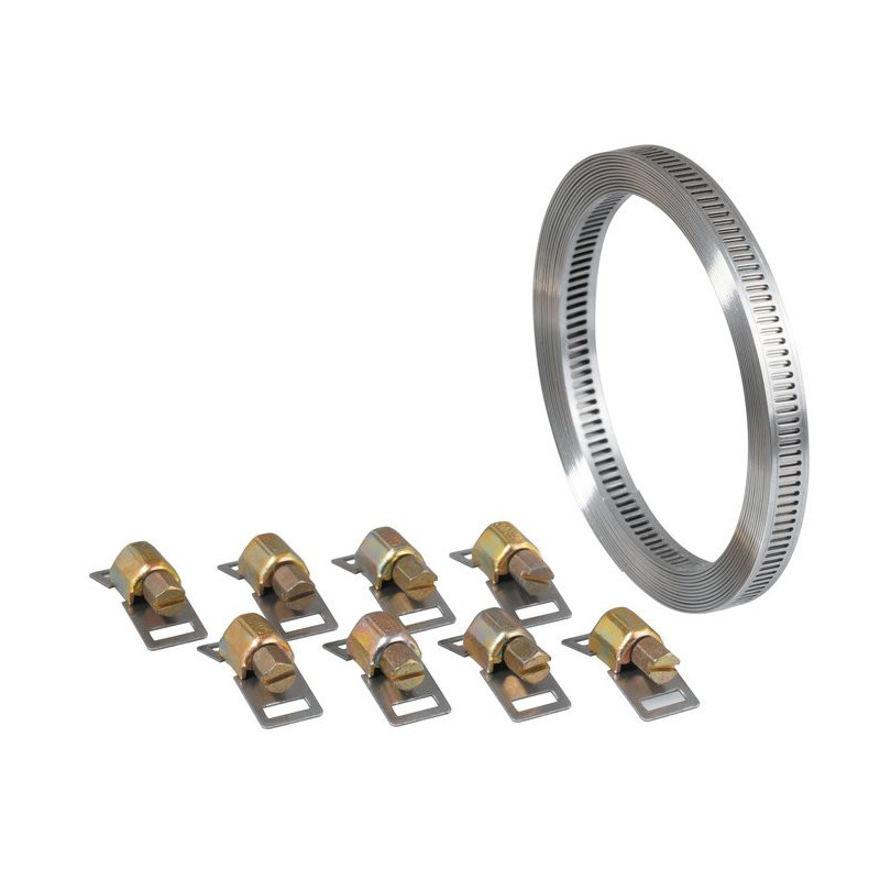 Collier de serrage 13mm bande 3m + 6 tetes