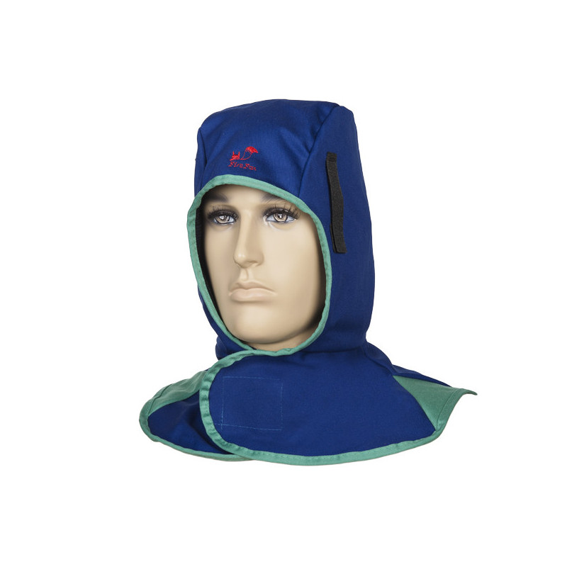 Cagoule de soudage bleue ignifugée